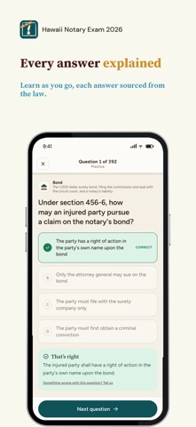 Hawaii Notary Exam 2026 iPhone screenshot