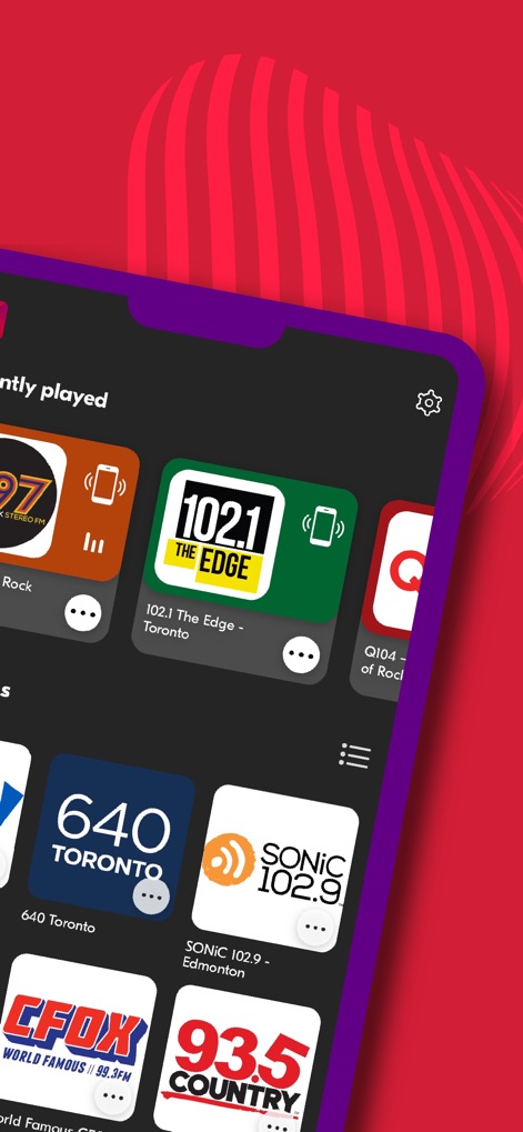 Radioplayer - Radio & Podcast - Users can discover new stations and podcasts through curated lists and an intuitive settings panel for customization.