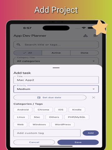 App Dev Planner iPad screenshot