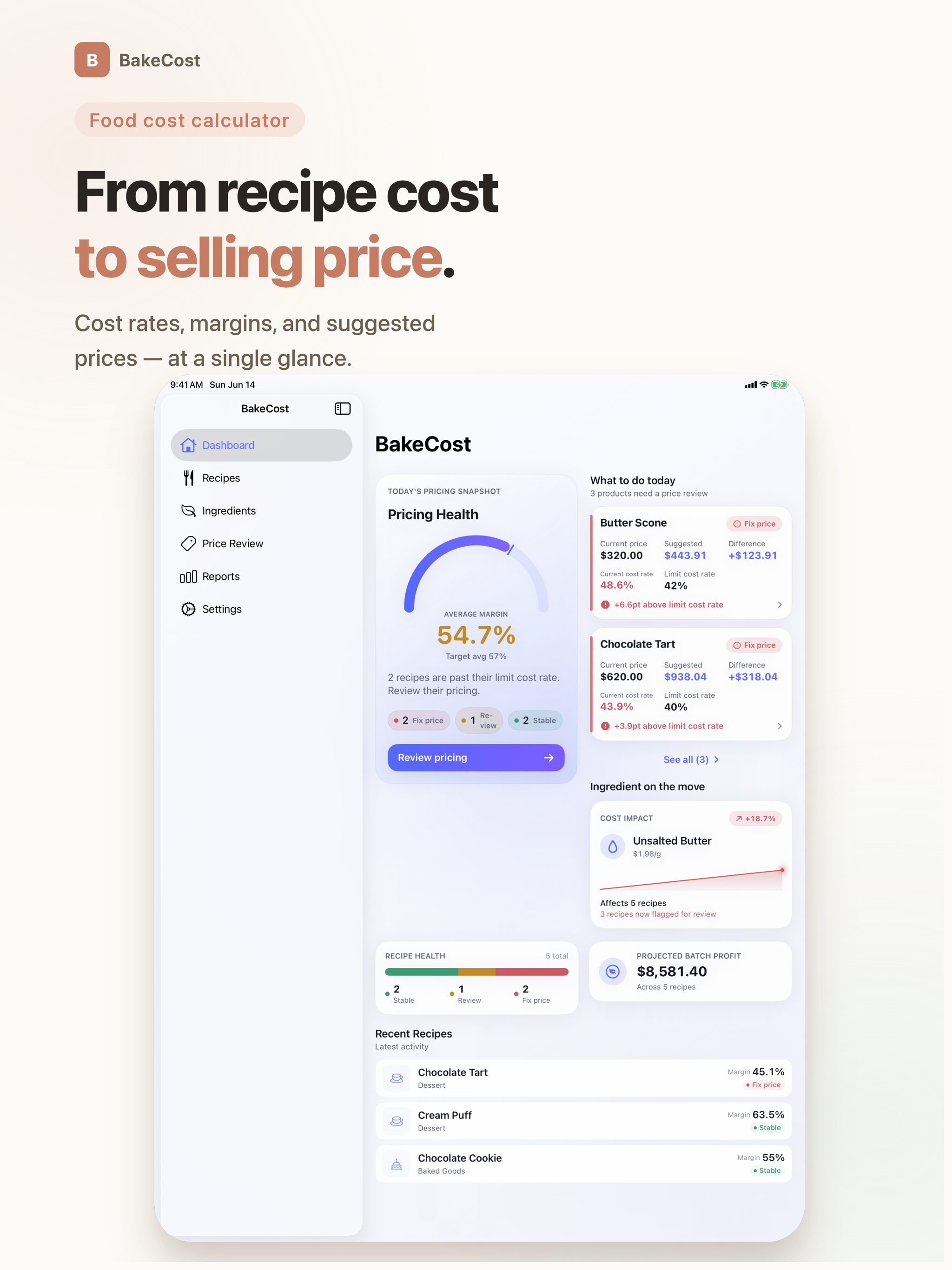Recipe & Food Cost - BakeCost