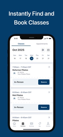Your Pilates Place iPhone screenshot