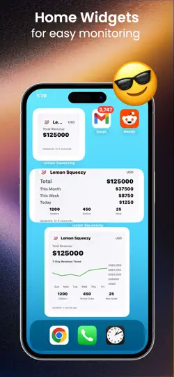 Capture d'écran de Lemon Squeezy LS Dashboard sur iPhone 5
