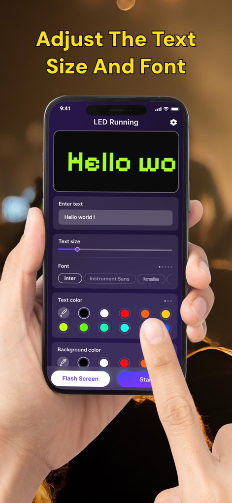 Led Banner - Led Running Text - A interface intuitiva permite aos usuários ajustar facilmente o tamanho da fonte e escolher entre diversas opções de cores de texto e fundo para criar o display perfeito.