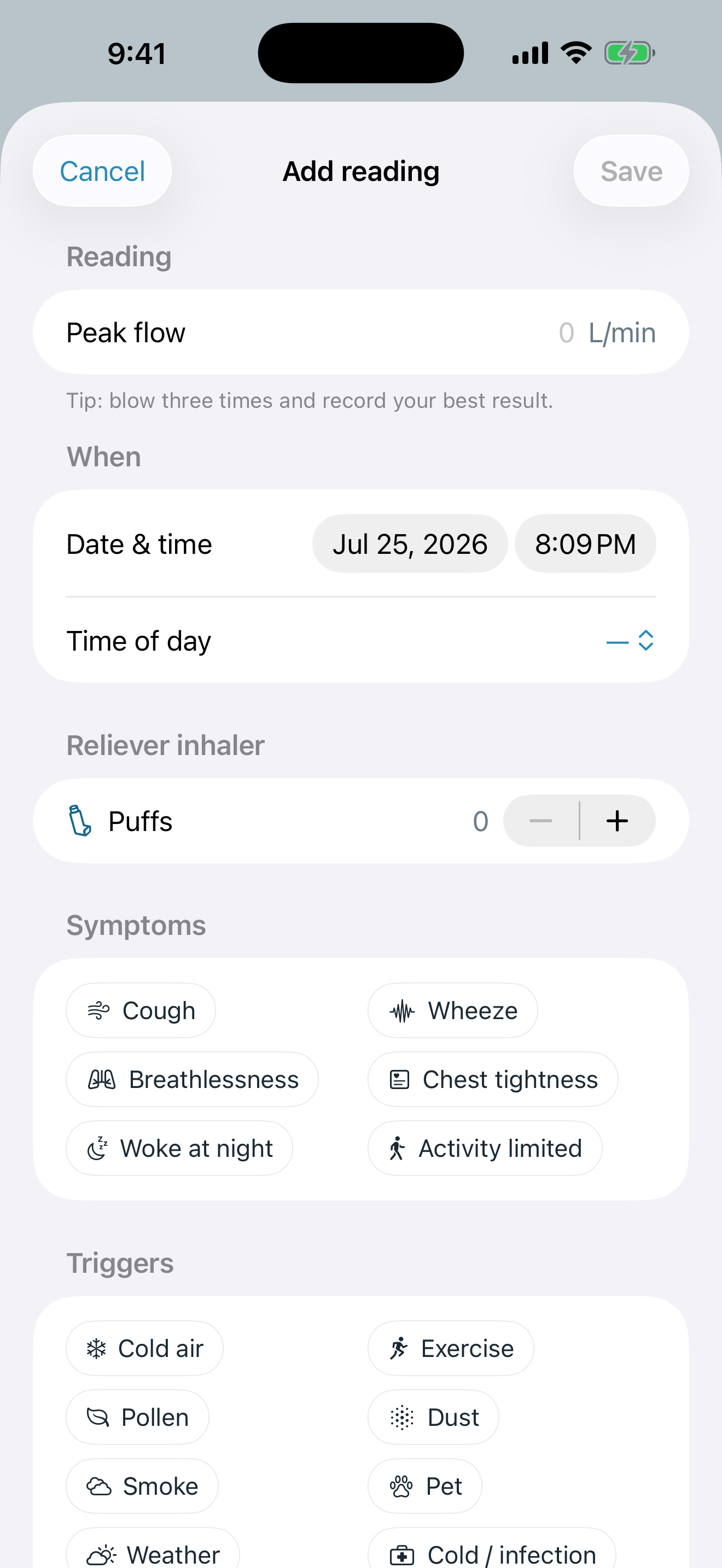 Peak Flow Log: Asthma Diary screenshot 6