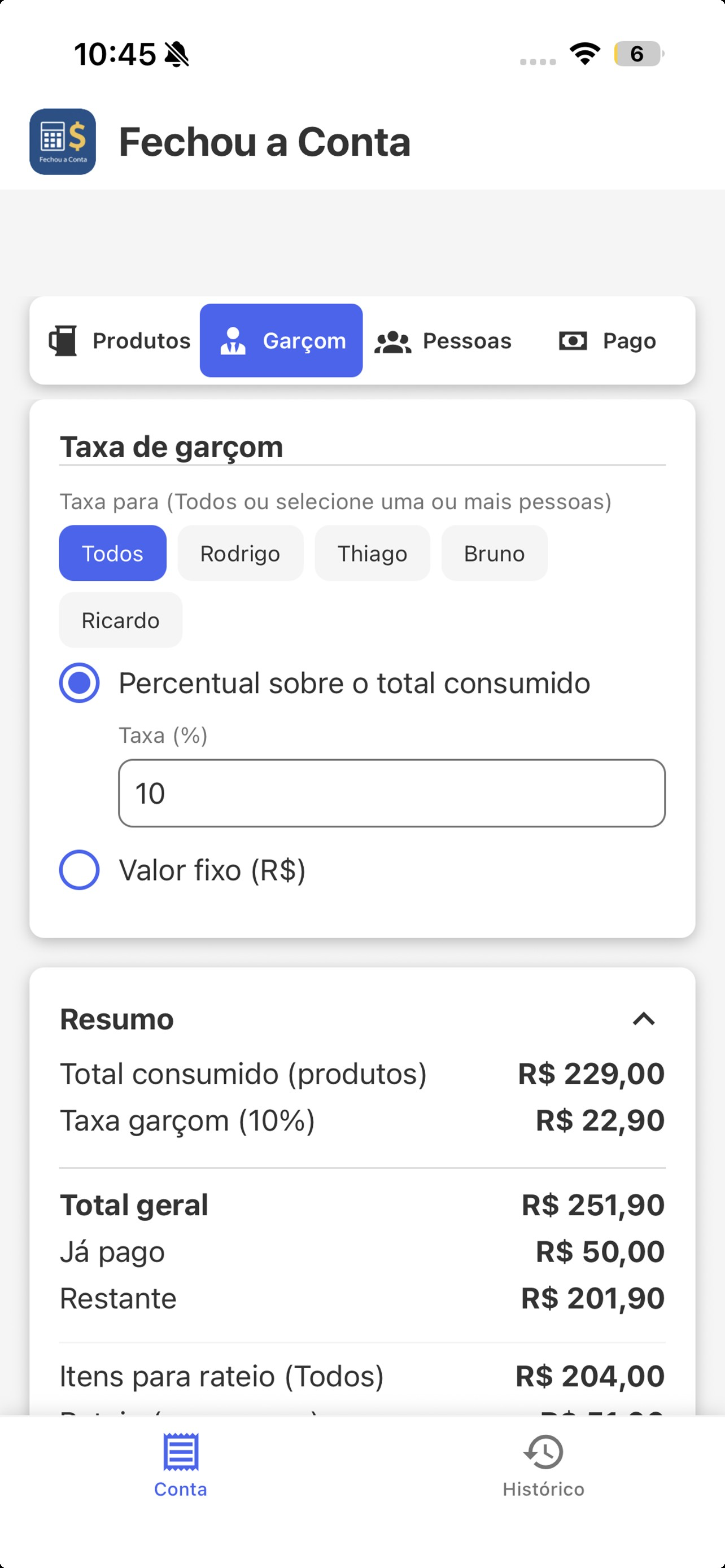 Fechou a Conta