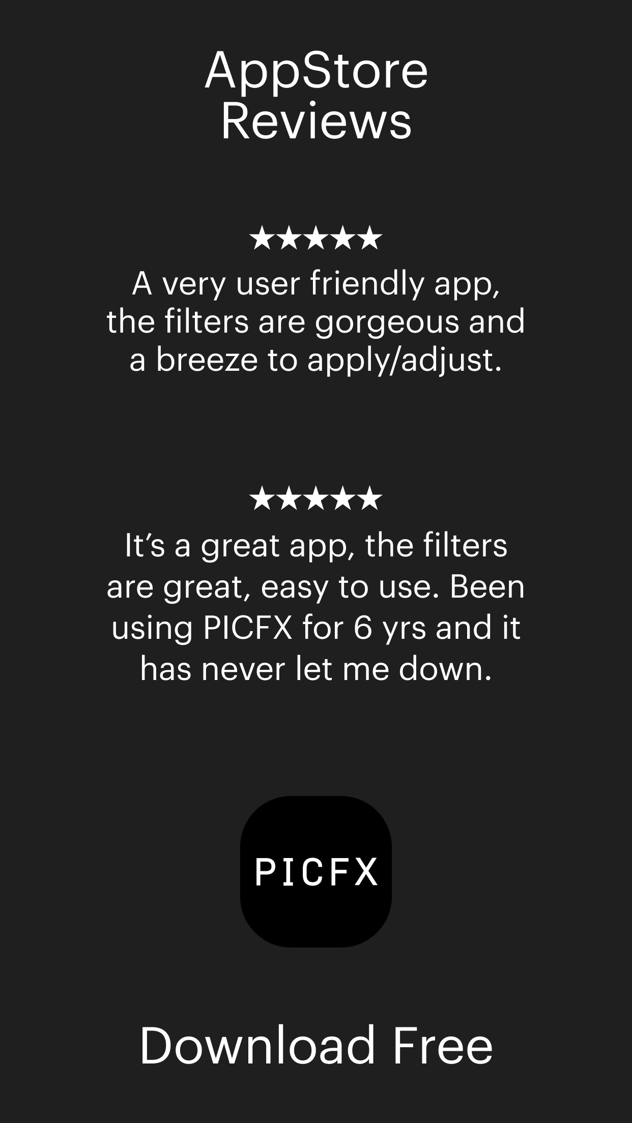 Screenshot do app PICFX Picture Editor & Borders