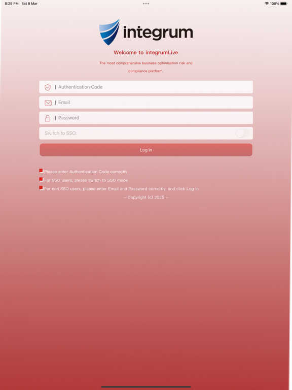 integrumLive iPad screenshot 1 - Business app