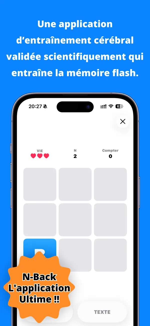 Screenshot #1 pour Dual N-Back Jeu Focus ADHD
