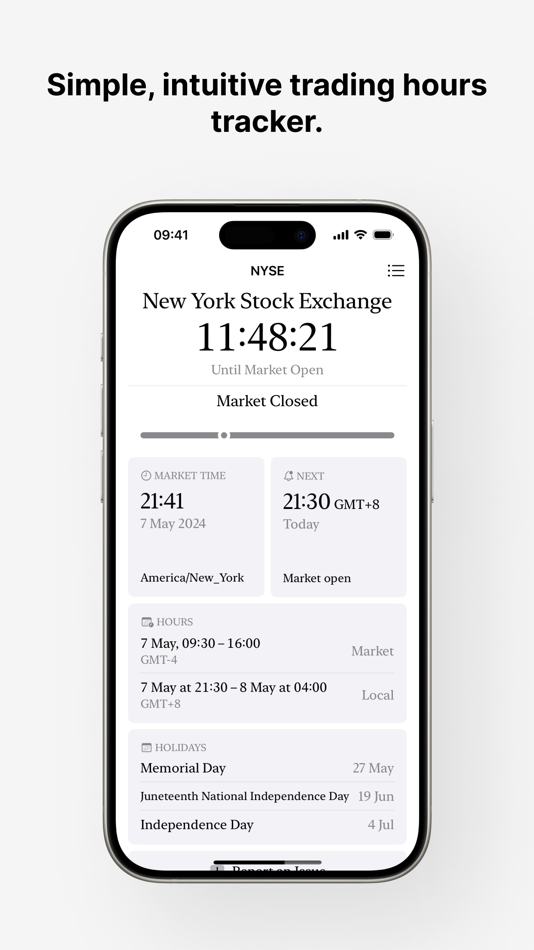 #3. Market Hours Guide (iOS) 由: Qiuyang Nie