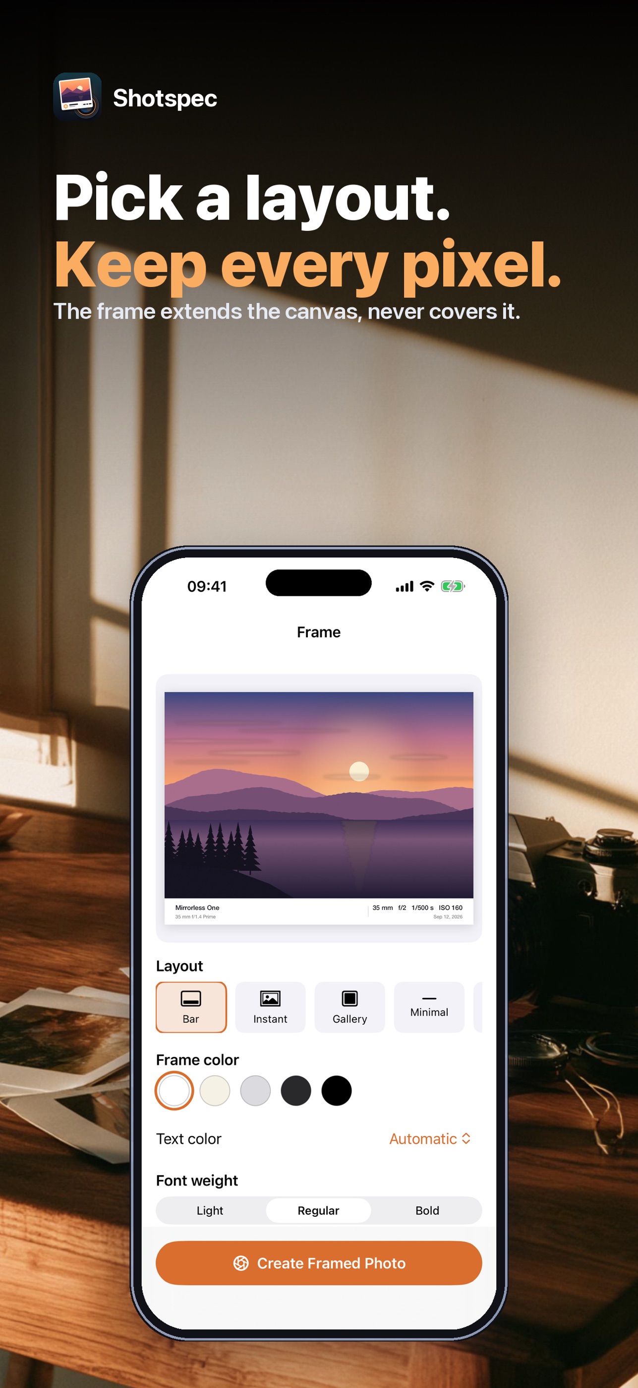Screenshot 2 of Shotspec: EXIF Camera Frame