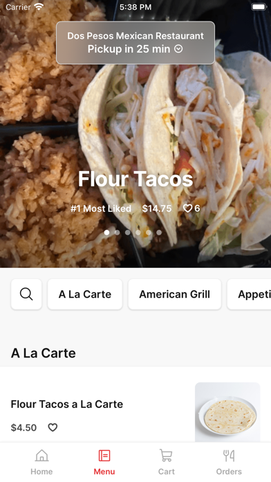 Dos Pesos Mexican Restaurant iPhone screenshot 2 - Food & Drink app