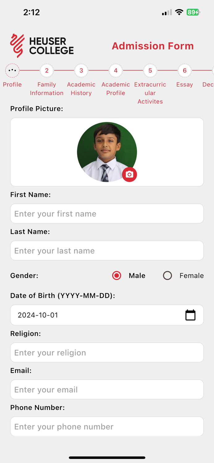 Heuser College - Admission App