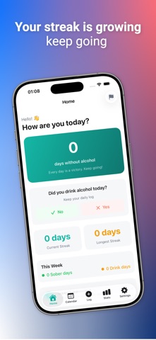 Quit Drinking - Sober Counter iPhone screenshot