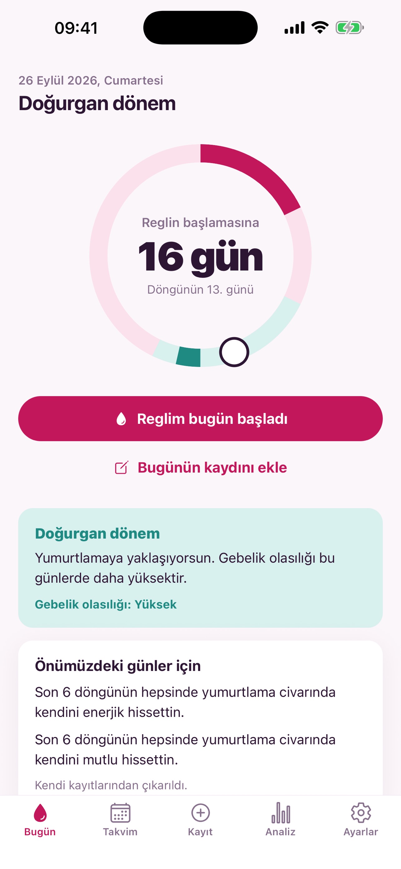 Screenshot 1 of Regl Takip: Özel Gün Takibi
