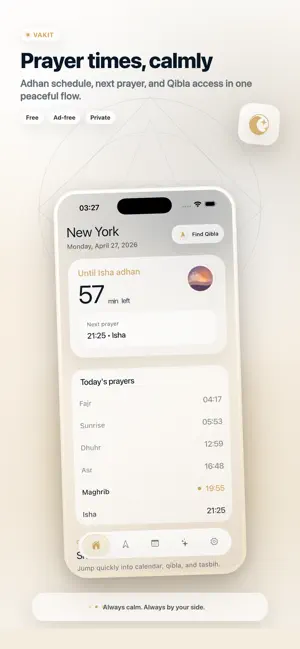 Vakit — Prayer Times & Qibla screenshot 1