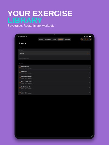 Workout Planner - Pure Tempo iPad screenshot