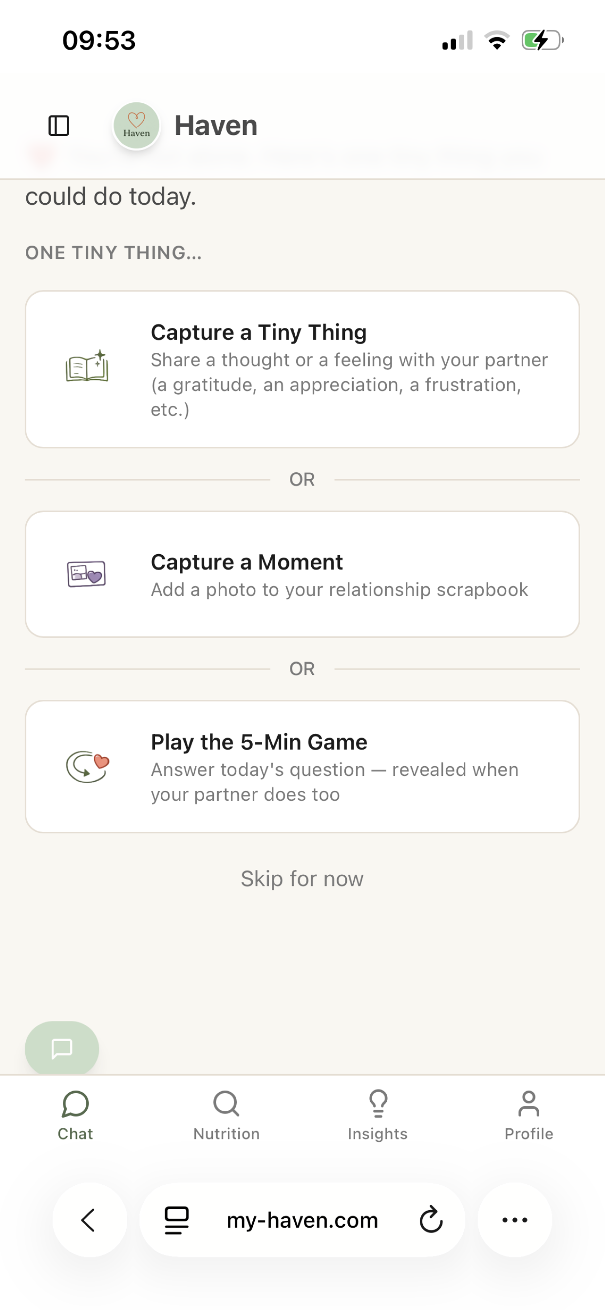Haven: Relationship Nutrition screenshot 8