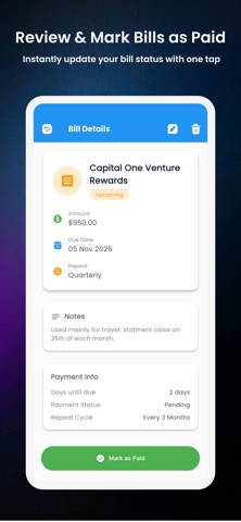 Credit Card Bill Reminder screenshot
