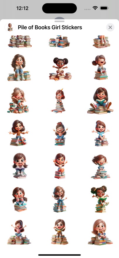 Pile of Books Girl Stickers