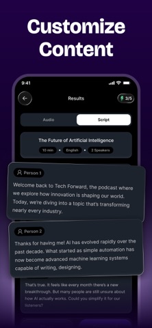 AI Podcast Generator - Script iPhone screenshot