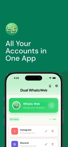 Dual Messenger WhatsWeb Chat iPhone screenshot
