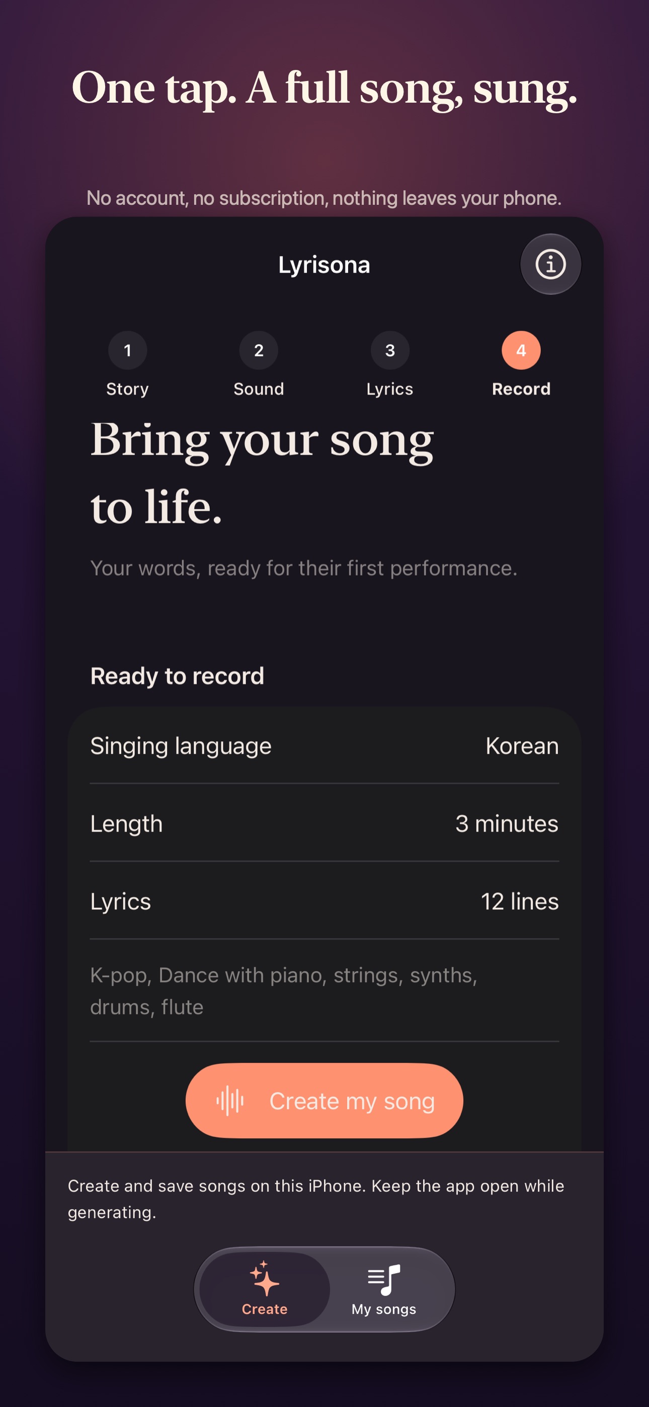 Screenshot 4 of Lyrisona: AI Song Maker