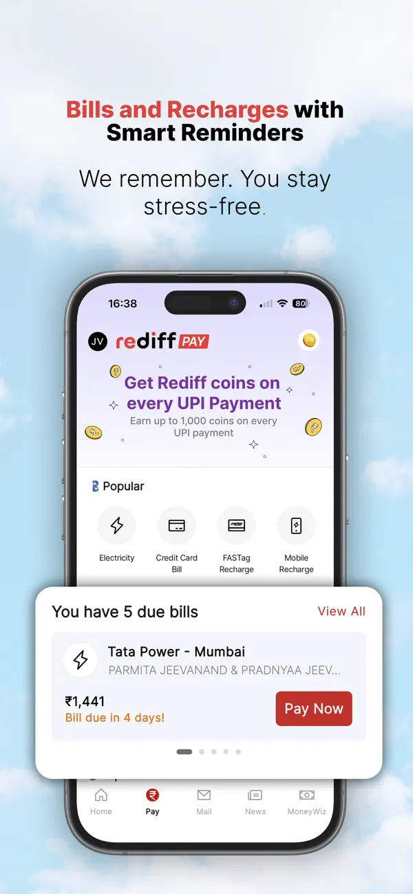 Screenshot #2 pour Rediff: UPI, Mail & News App