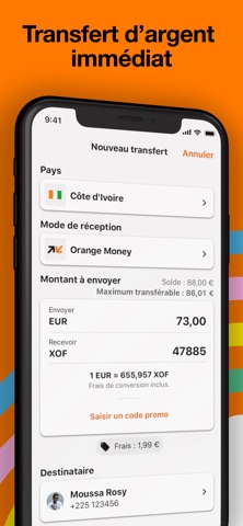 Orange Money Europe: Transfert iPhone screenshot 2