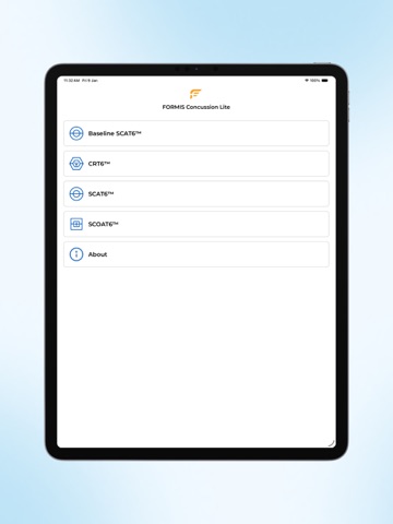 FORMIS Concussion Lite iPad screenshot