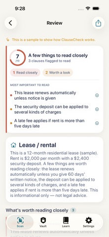ClauseCheck: Contract Help iPhone screenshot