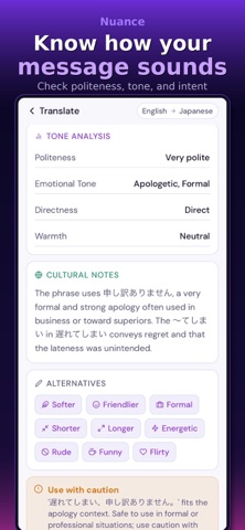 Nuance - AI Translator & Tone screenshot