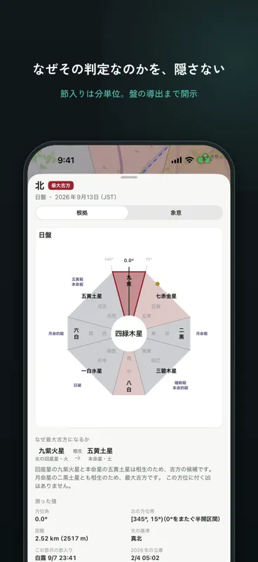 Rashin - 九星気学の方位計測と記録 screenshot 4 of 9