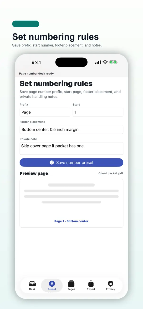 Screenshot #2 pour PDF Page Number Private