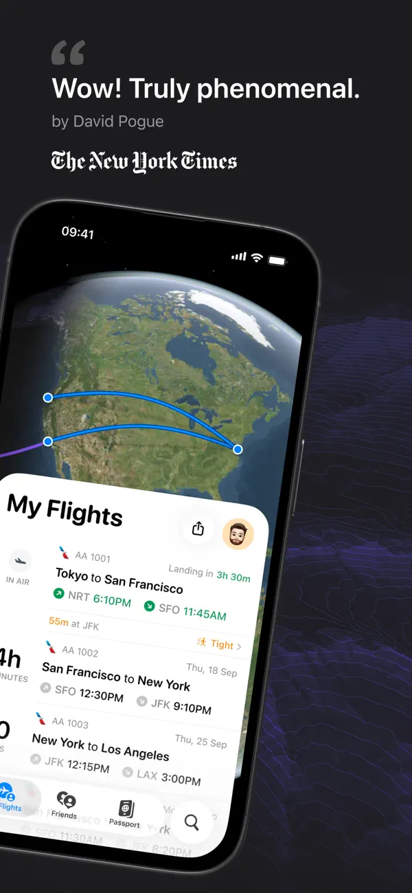 Flighty – Live Flight Tracker iPhone App Screenshot 2 – Reisen