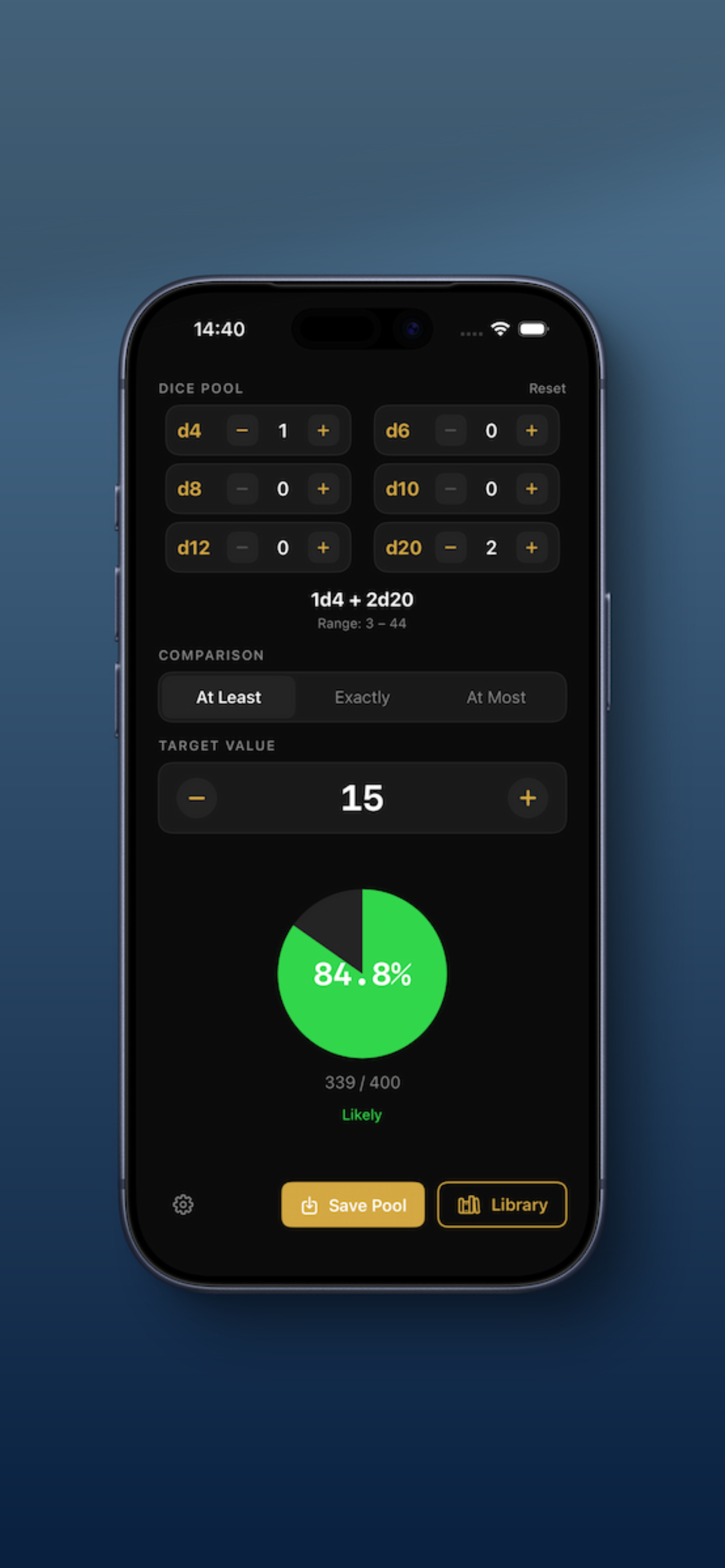 Dice Probabilities Calculator
