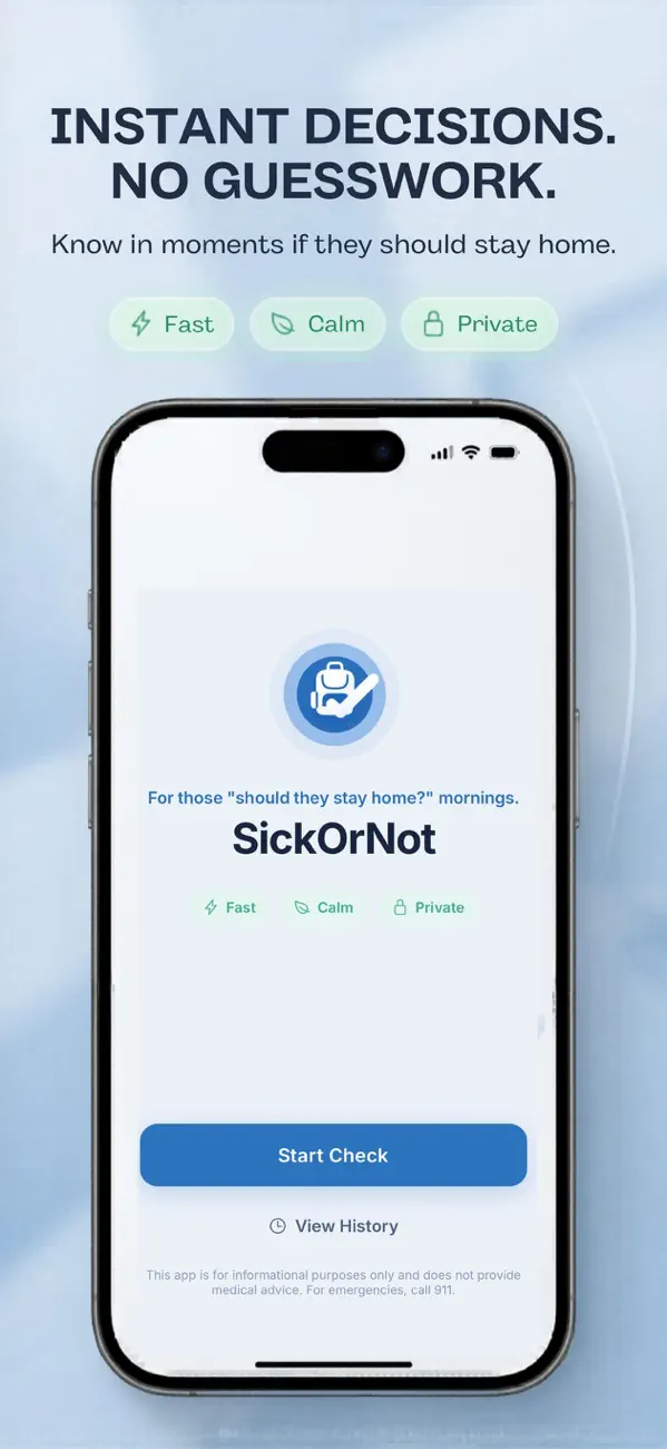 Screenshot #1 pour SickOrNot: School Check