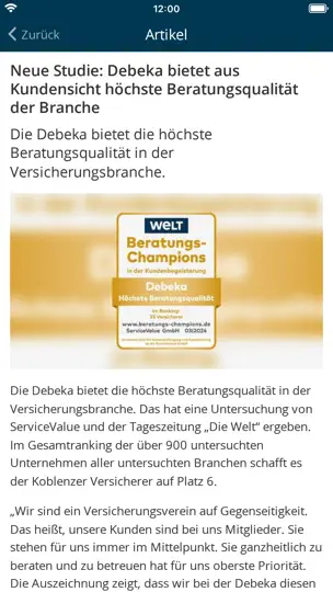 Screenshot von Debeka DNApp auf dem iPhone 3