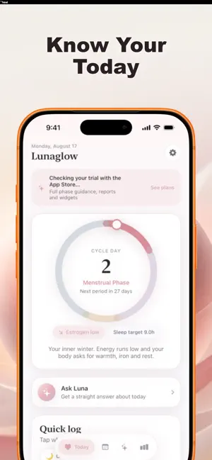 Lunaglow: Cycle & Hormones screenshot 1