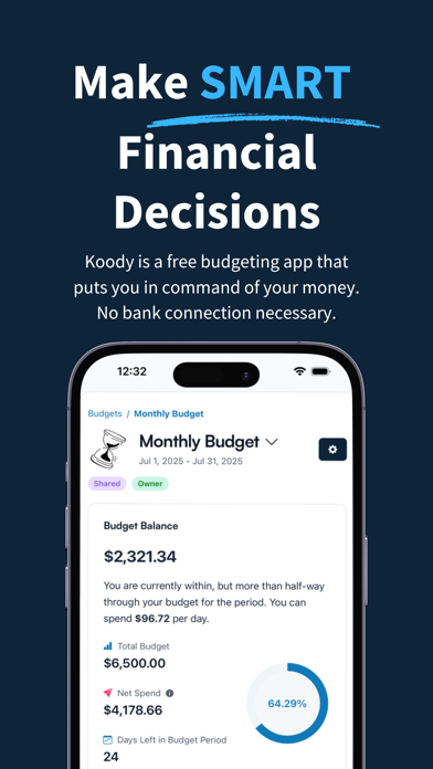 Koody - Budget & Bills Tracker iPhone screenshot 1 - Finance app
