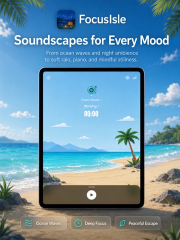 FocusIsle - Deep Work Sounds iPad screenshot