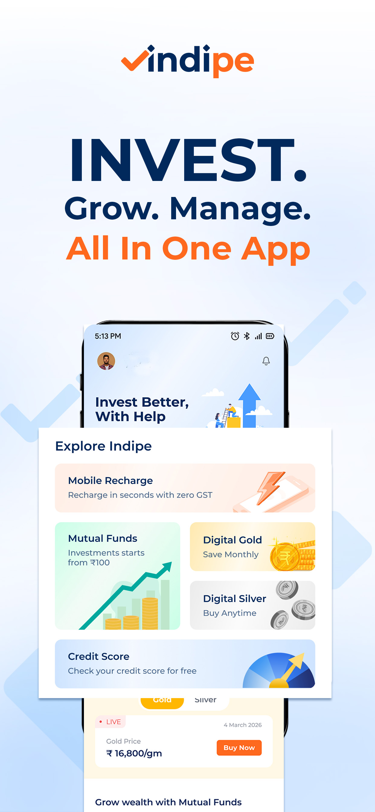 Indipe- SIP, Gold & Recharges screenshot 2