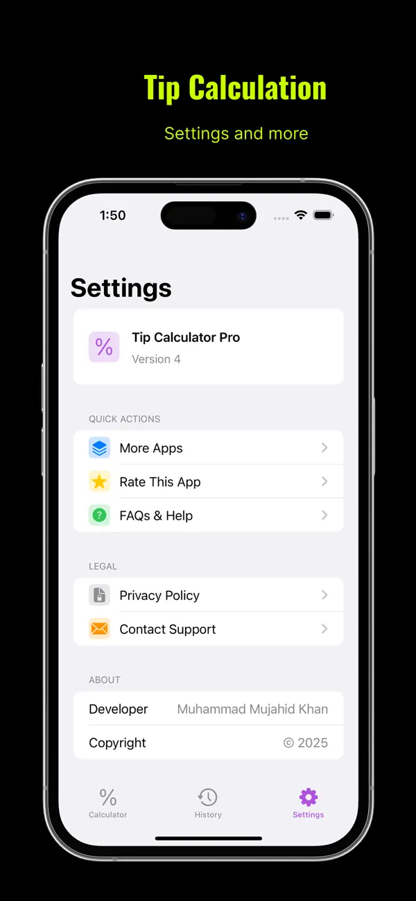 #4. Tip Calculator – Split Bill (iOS) By: Muhammad Mujahid Khan