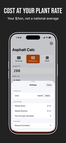 Asphalt Calc - Tons & Cost Screenshot 3 of 5