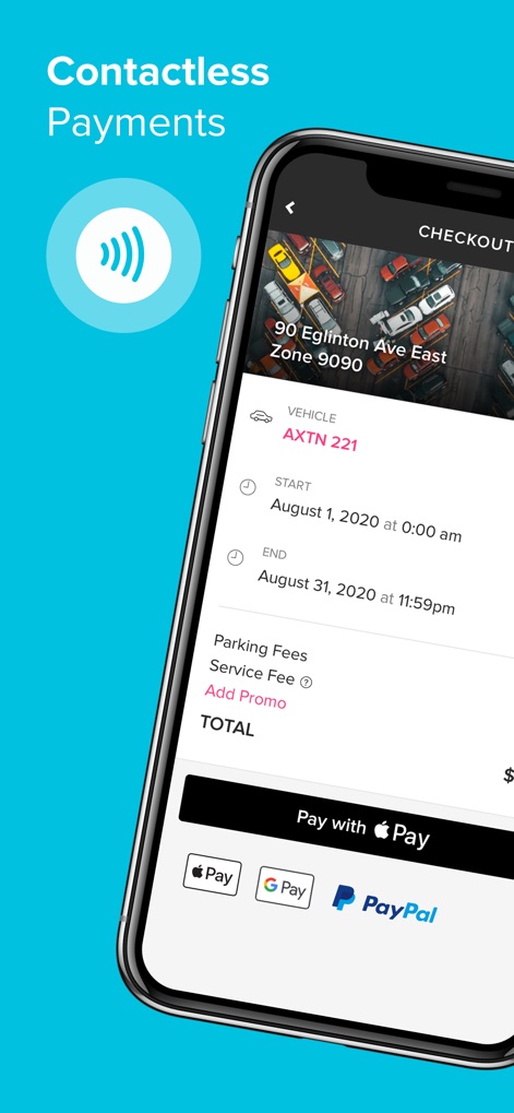 HonkMobile - Users can complete transactions swiftly, selecting from multiple digital payment methods and confirming vehicle details directly within the app.