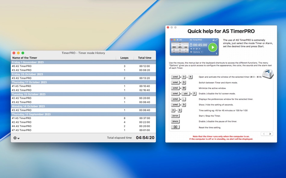 #4. AS TimerPRO (macOS) 게시자: Alinof Software Sàrl