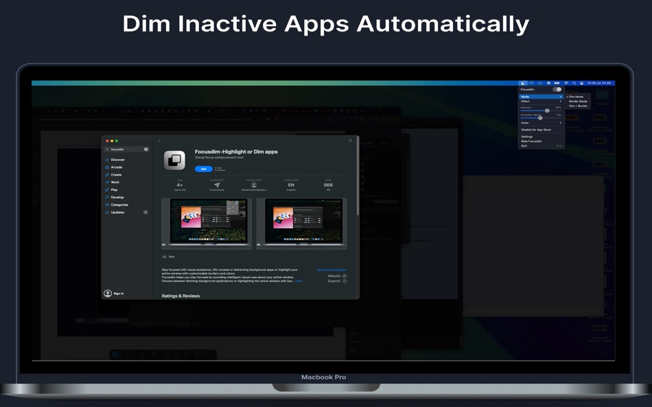 #6. Focusdim-Highlight or Dim apps (macOS) 由: Muhammad Masykur