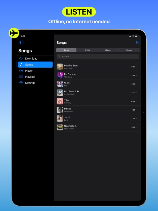 Screenshot of Anywhere Offline Music Player