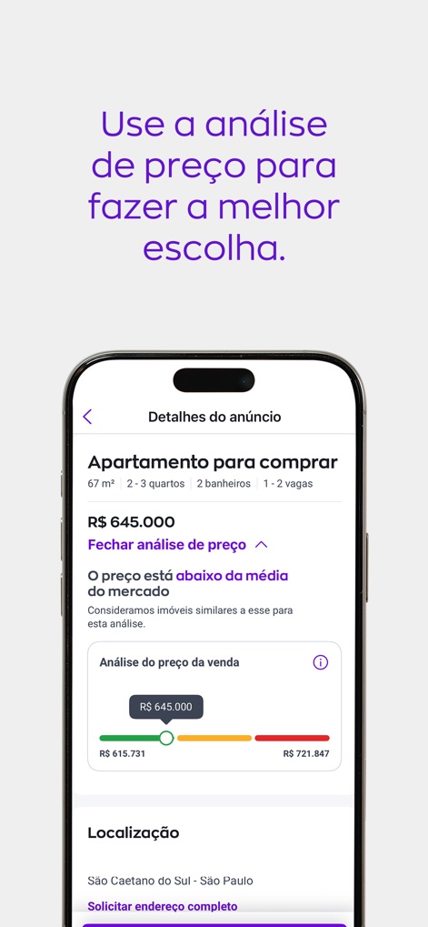 ZAP Imóveis | Compra e Aluguel - 이 앱은 상세한 부동산 정보와 함께 시장 평균 대비 가격 차트를 제공하여, 사용자가 합리적인 가격으로 아파트를 구매하도록 돕습니다.