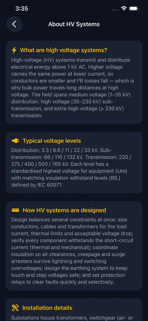 Screenshot #2 pour High Voltage Engineering Tools