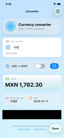 Dollar to Pesos Mexican: MXN screenshot